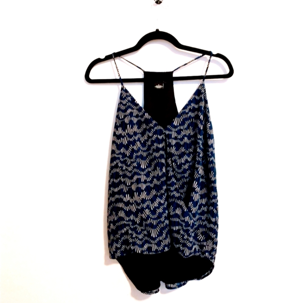 Trouve cami top blue print with hi low drape on the front size medium, lined
